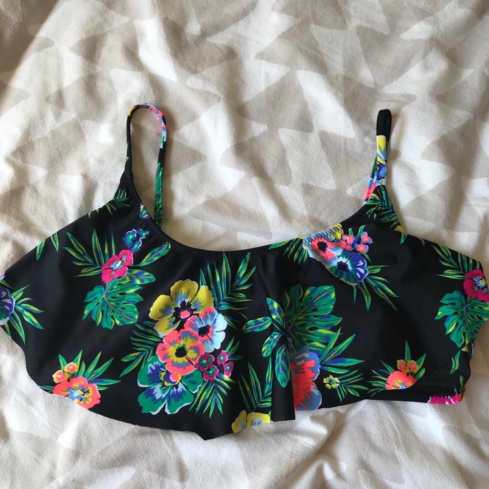 Fun Neon Floral Swim Top